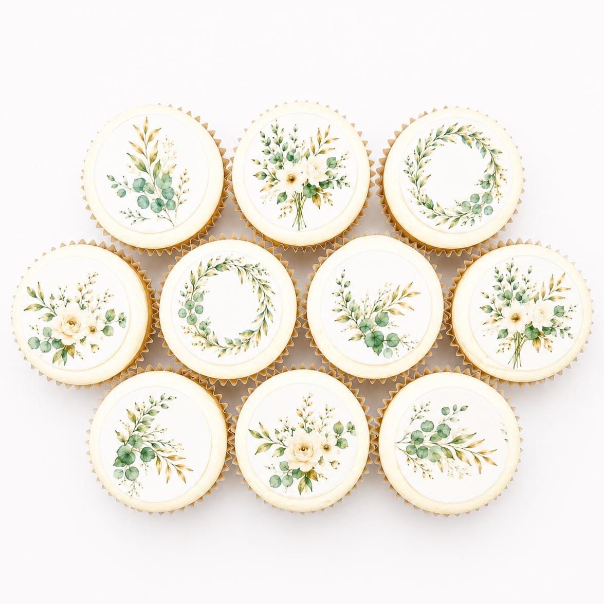 White Floral Edible Cupcake/ Cookie/Drink Toppers, Edible Wafer Paper (10 pc)