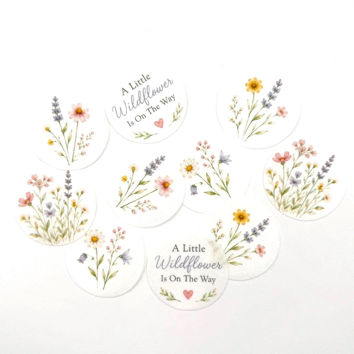 A Little Wildflower Is On The Way Edible Cupcake/ Cookie/Drink Toppers, Wildflower Baby Shower Wafer Paper (12pc)