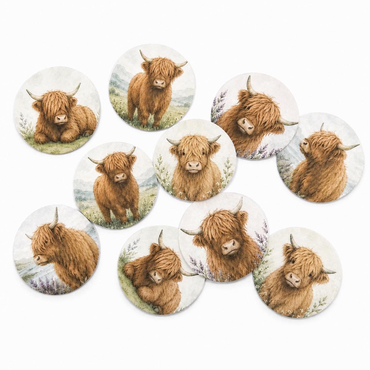 Highland Cow Edible Cupcake/ Cookie/Drink Toppers, Edible Wafer Paper (12 pc)
