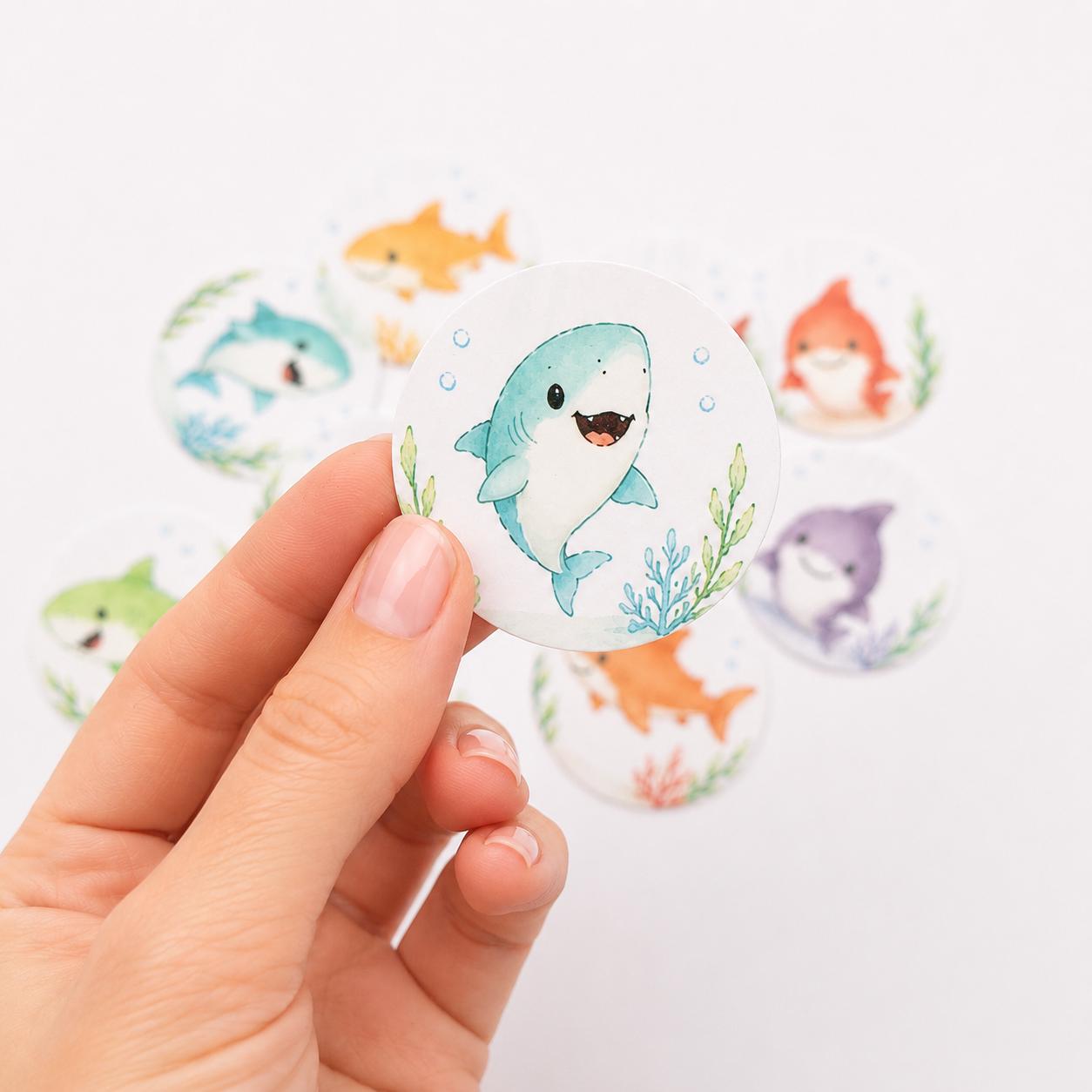 Rainbow Shark Edible Cupcake/ Cookie/Drink Toppers, Colorful Under the Sea Theme, Edible Wafer Paper (10pc)