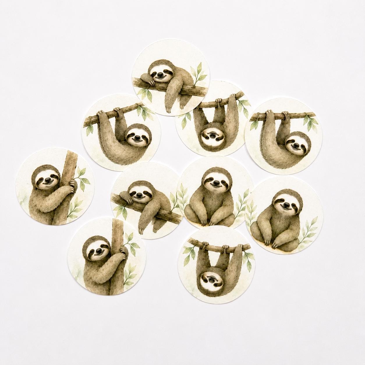Sloth Edible Cupcake/ Cookie/Drink Toppers, Edible Wafer Paper (12 pc)