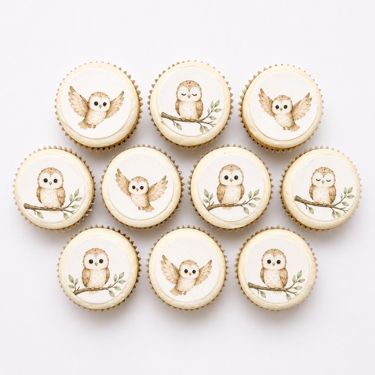 Baby Owl Edible Cupcake/ Cookie/Drink Toppers, Cute Owl Edible Wafer Paper (10 pc)