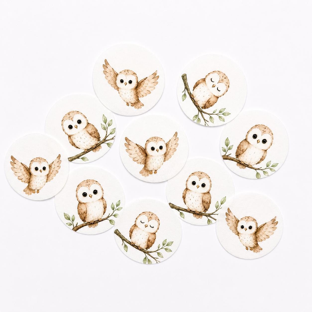 Baby Owl Edible Cupcake/ Cookie/Drink Toppers, Cute Owl Edible Wafer Paper (10 pc)