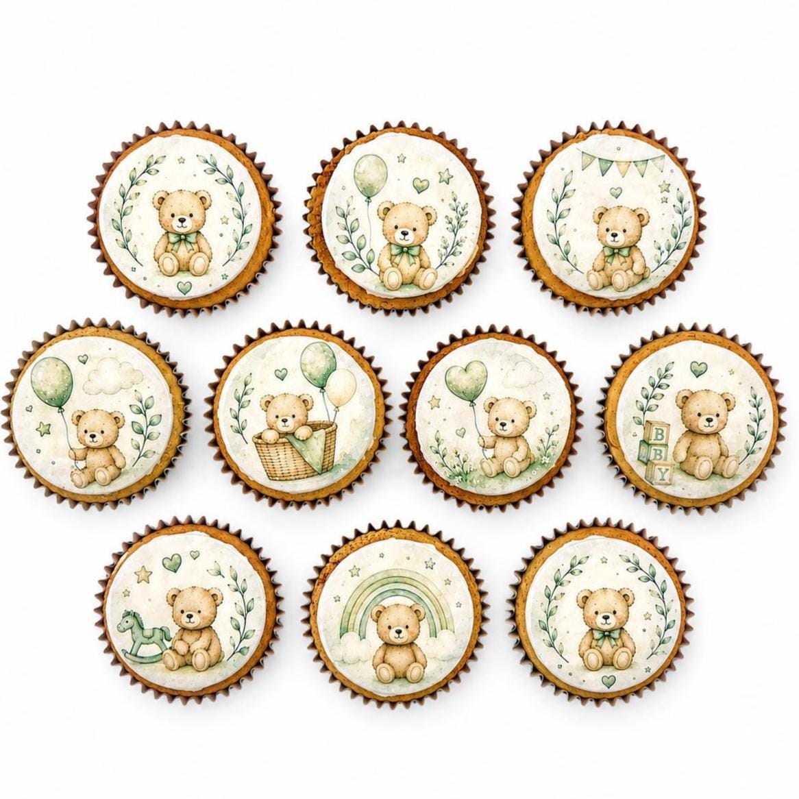 Teddy Bear Gender Reveal Edible Cupcake/ Cookie/Drink Toppers, Edible Wafer Paper (10 pc)