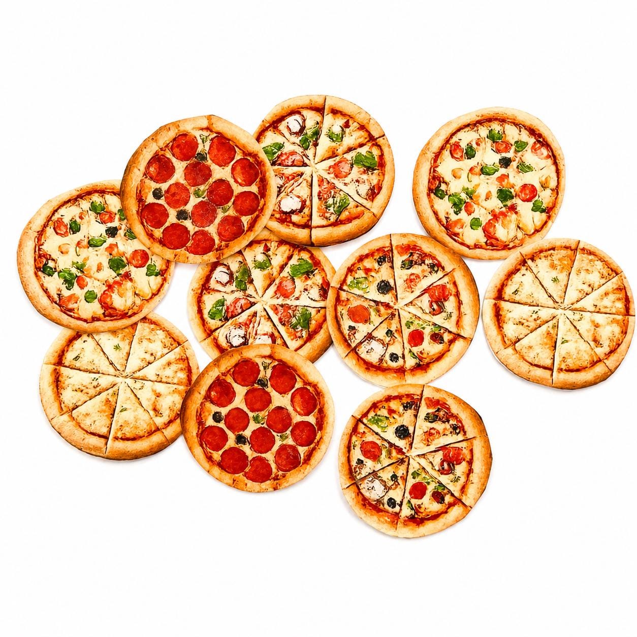 Pizza Edible Cupcake/ Cookie/Drink Toppers, Pizza Party Edible Wafer Paper (10 pc)