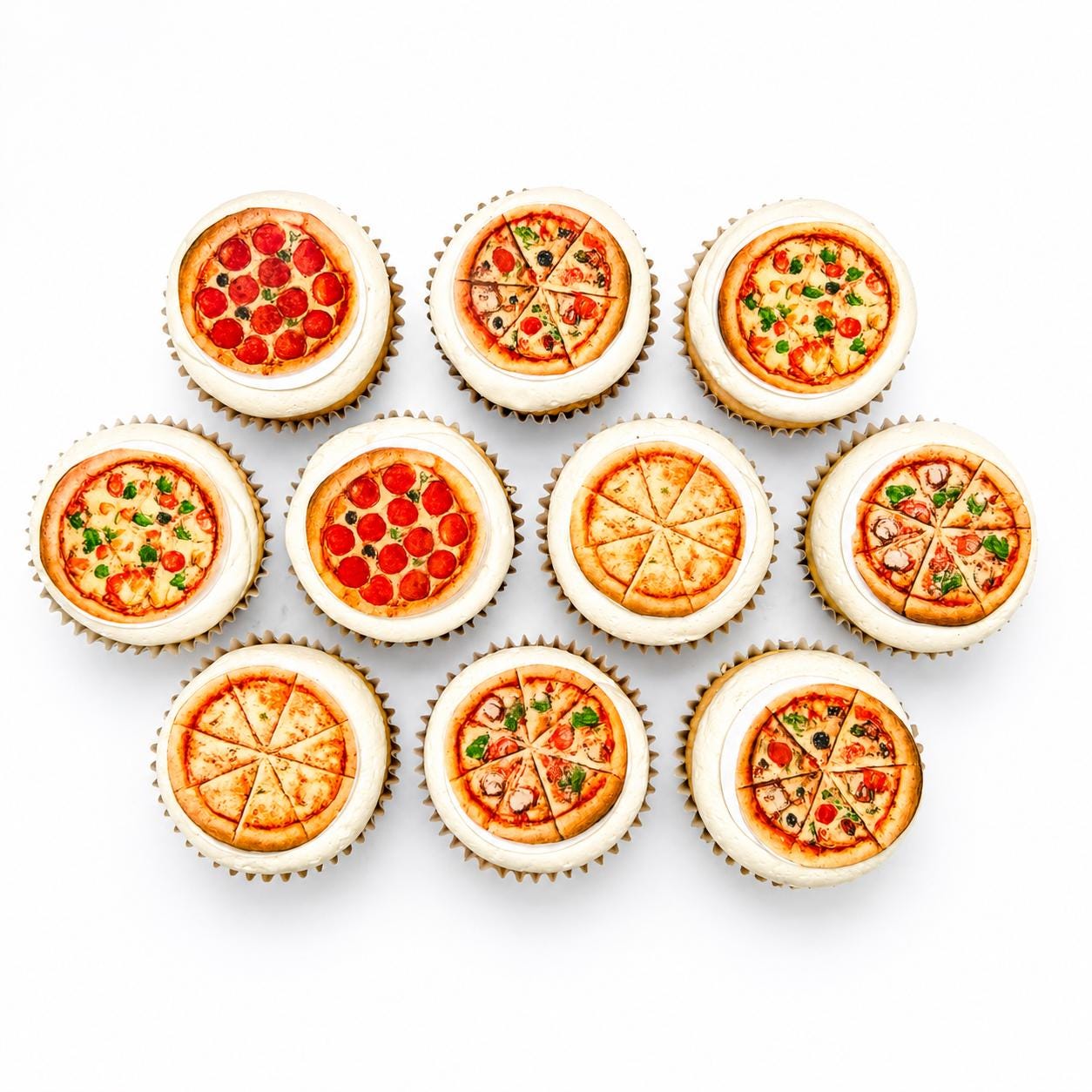 Pizza Edible Cupcake/ Cookie/Drink Toppers, Pizza Party Edible Wafer Paper (10 pc)