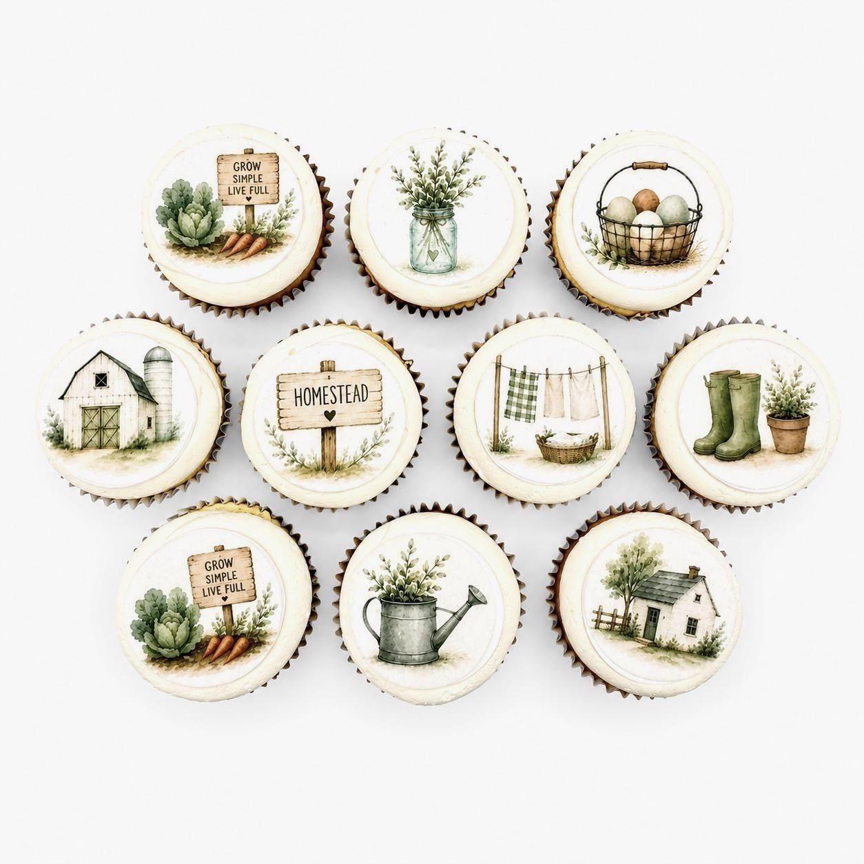 Homestead Edible Cupcake/ Cookie/Drink Toppers, Edible Paper