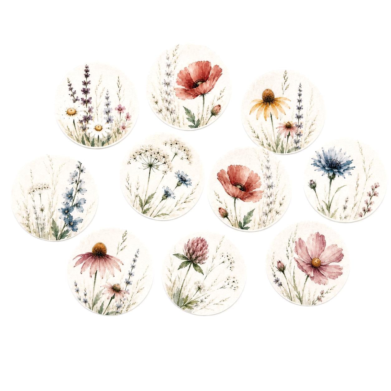 Wildflower Floral Cupcake Toppers, Edible Flower Birthday Decorations