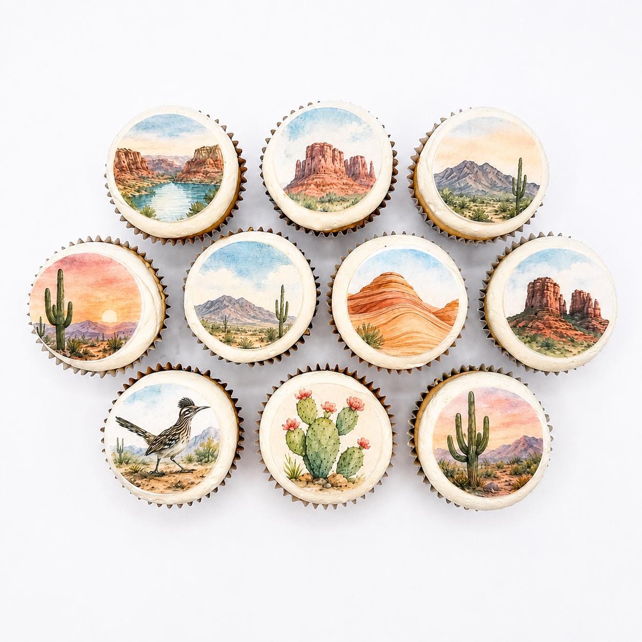 Arizona Cupcake Toppers, Edible Desert Birthday Decorations