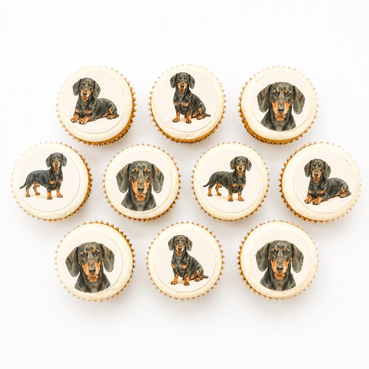 Dachshund Cupcake Toppers, Edible Dog Birthday Decorations