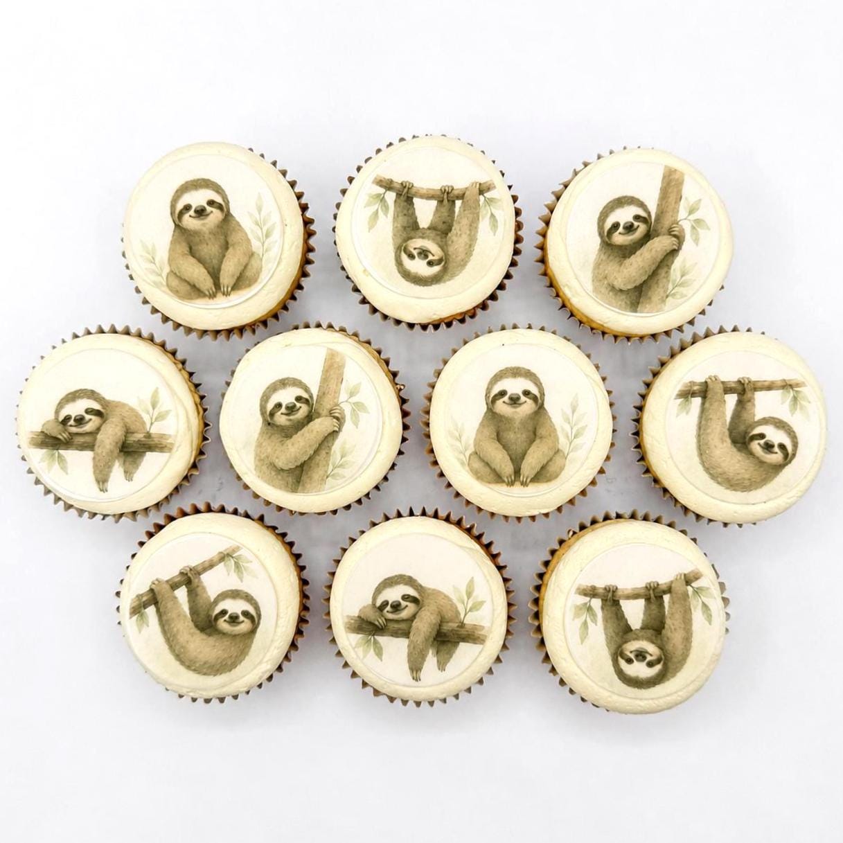 Sloth Edible Cupcake/ Cookie/Drink Toppers, Edible Wafer Paper (12 pc)