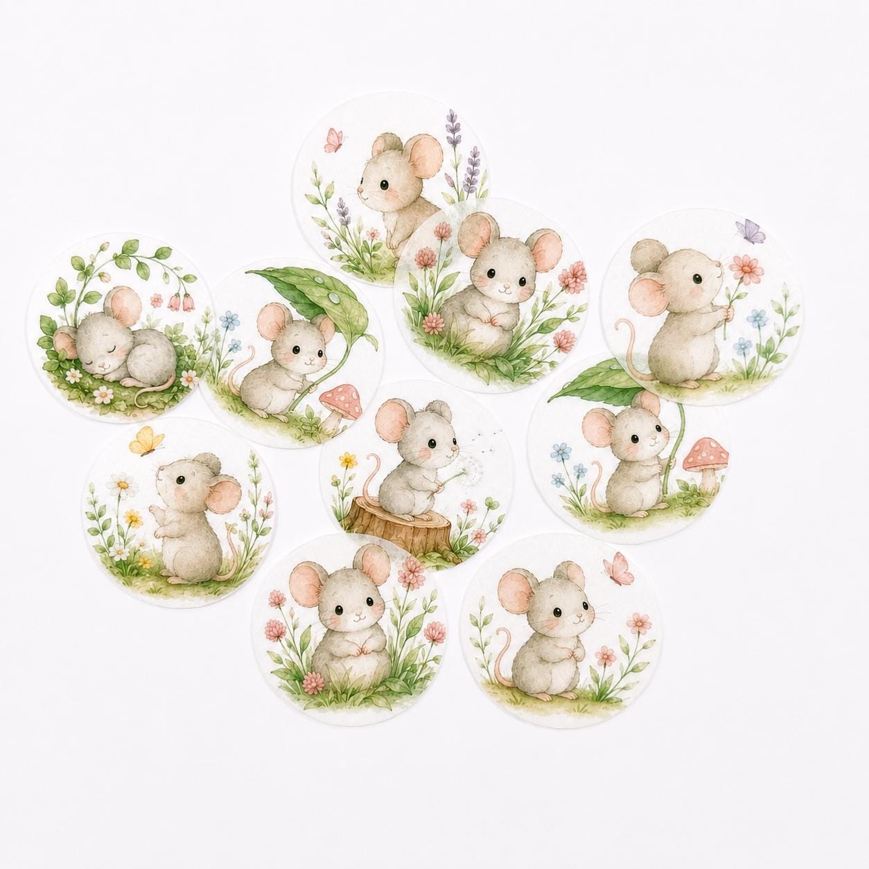 Cute Mouse- Edible Cupcake/ Cookie/Drink Toppers, Edible Wafer Paper (10 pc)