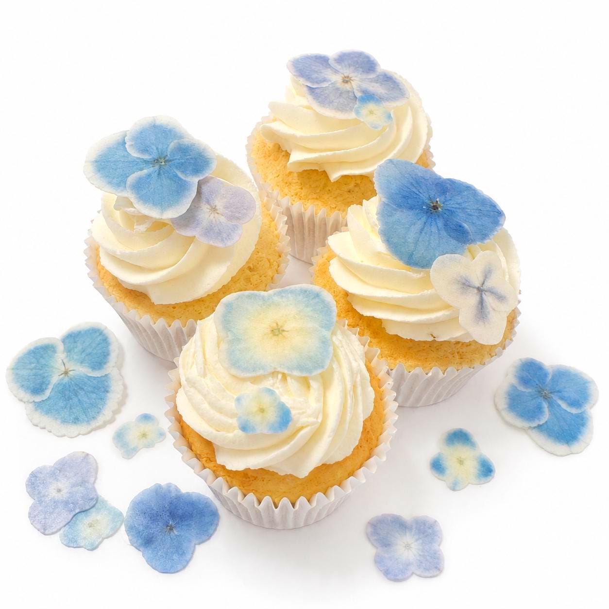 Pressed Hydrangea  (40pc) Toppers Edible Cupcake/ Cookie/Drink Toppers, Edible Wafer Paper