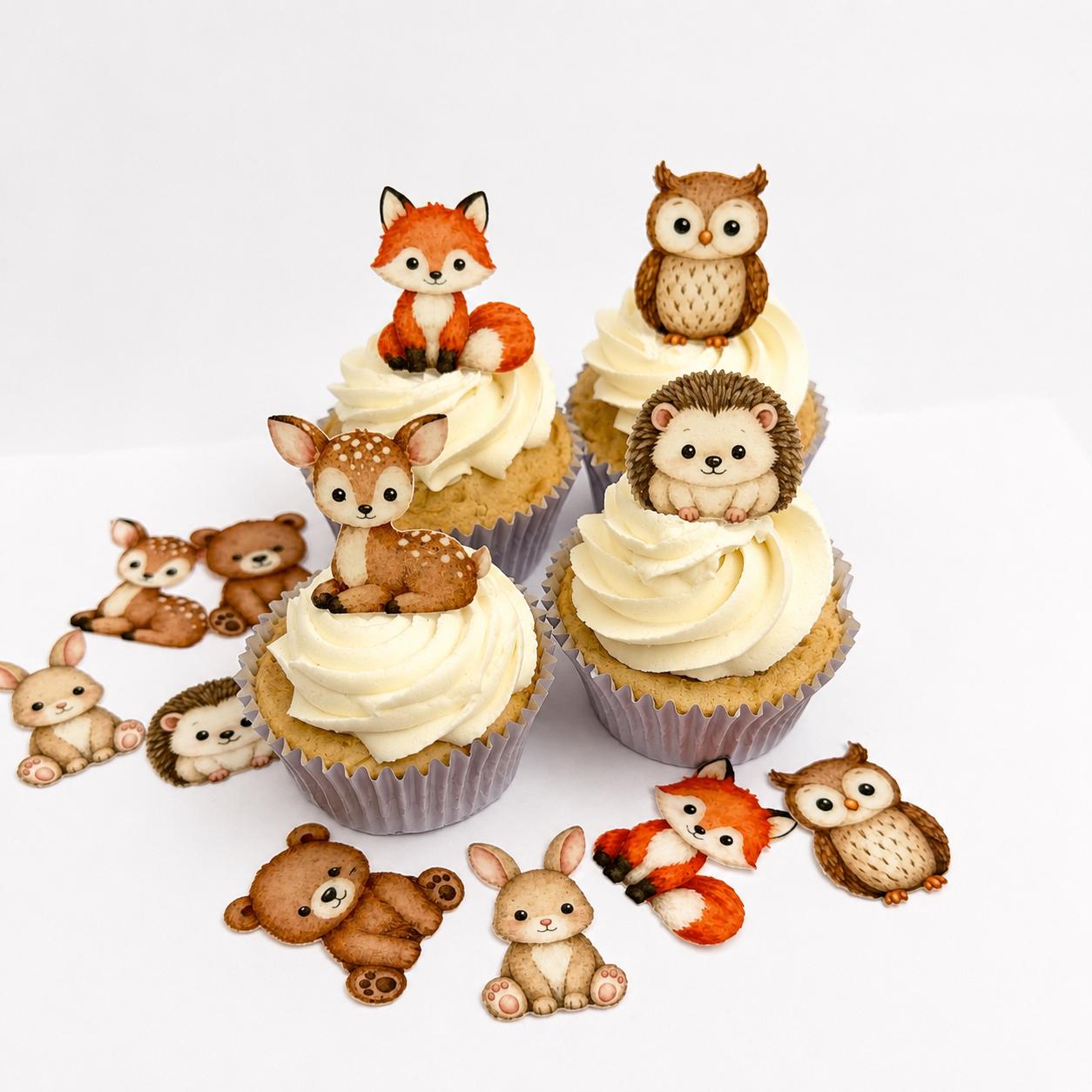Woodland Animals Edible Cupcake/ Cookie/Drink Toppers, Edible Wafer Paper