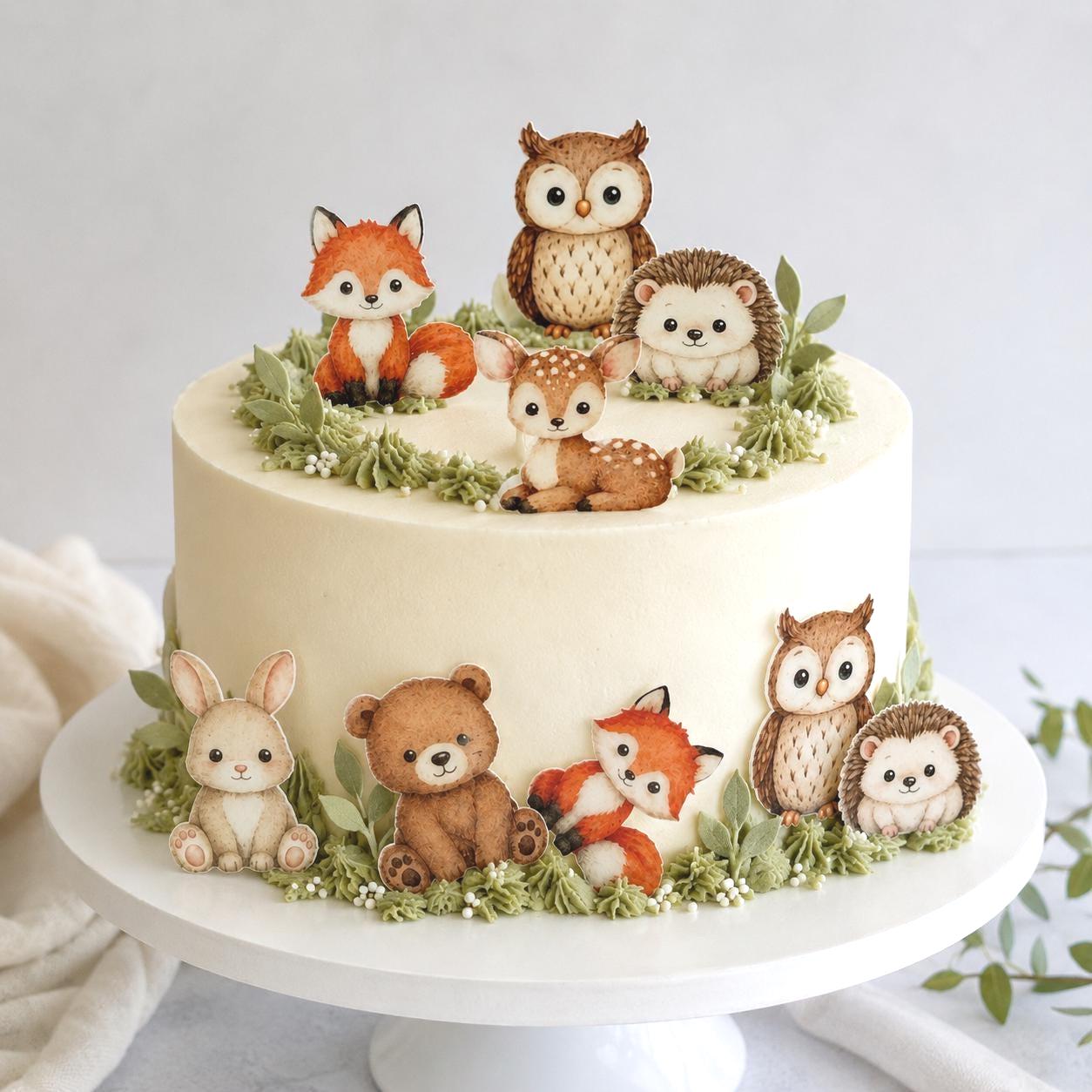 Woodland Animals Edible Cupcake/ Cookie/Drink Toppers, Edible Wafer Paper