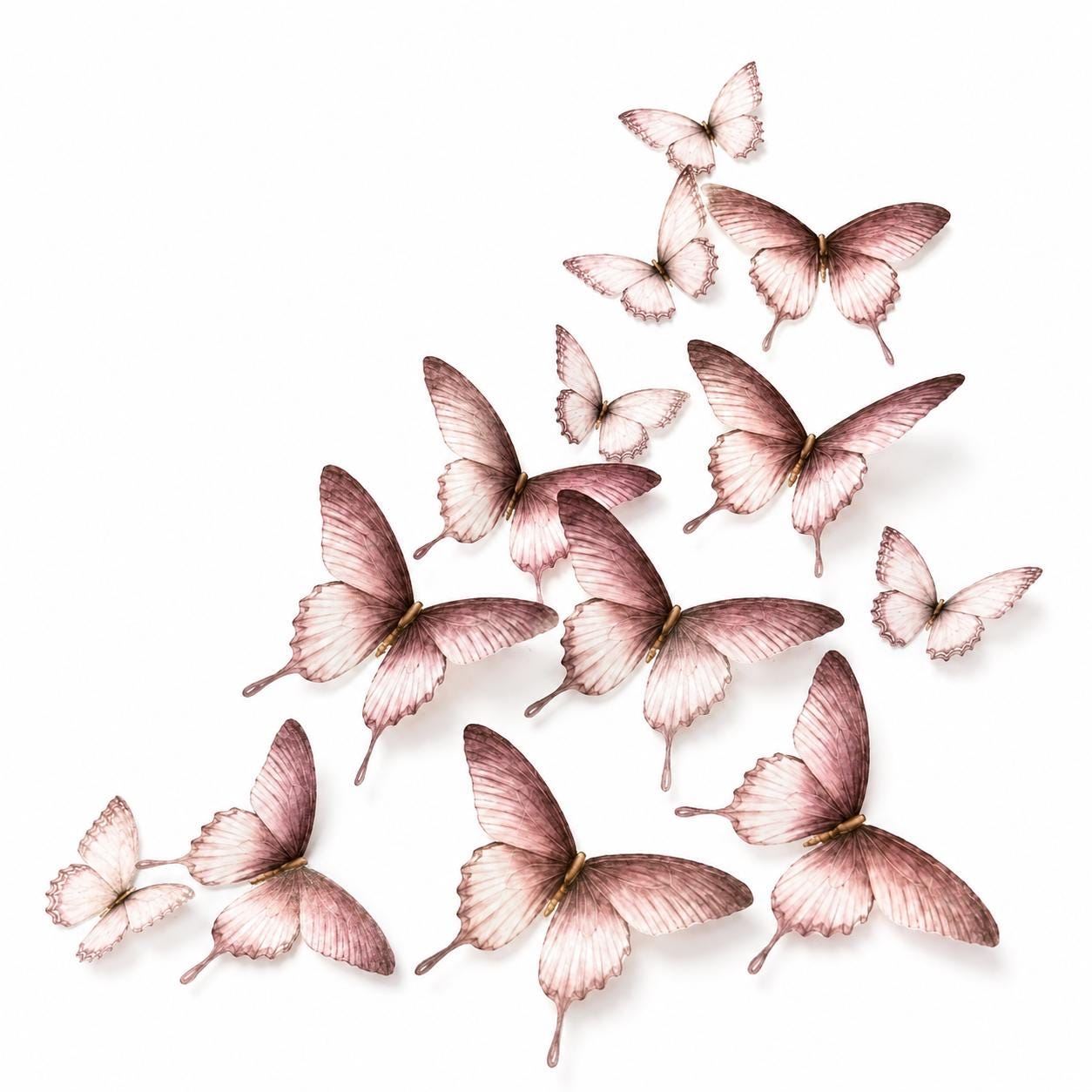 12 pc Romance Mix (Lg, Med, Small) Butterfly Cupcake Toppers, Edible Butterfly Decoration