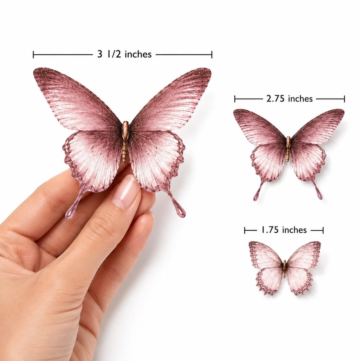 12 pc Romance Mix (Lg, Med, Small) Butterfly Cupcake Toppers, Edible Butterfly Decoration