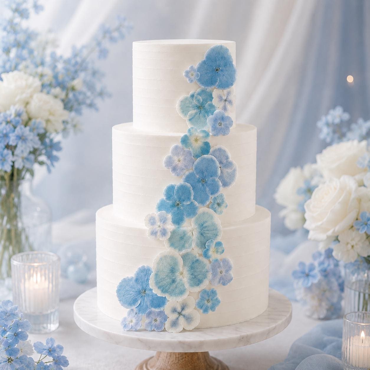 Pressed Hydrangea  (40pc) Toppers Edible Cupcake/ Cookie/Drink Toppers, Edible Wafer Paper