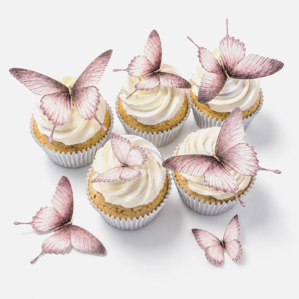 12 pc Romance Mix (Lg, Med, Small) Butterfly Cupcake Toppers, Edible Butterfly Decoration