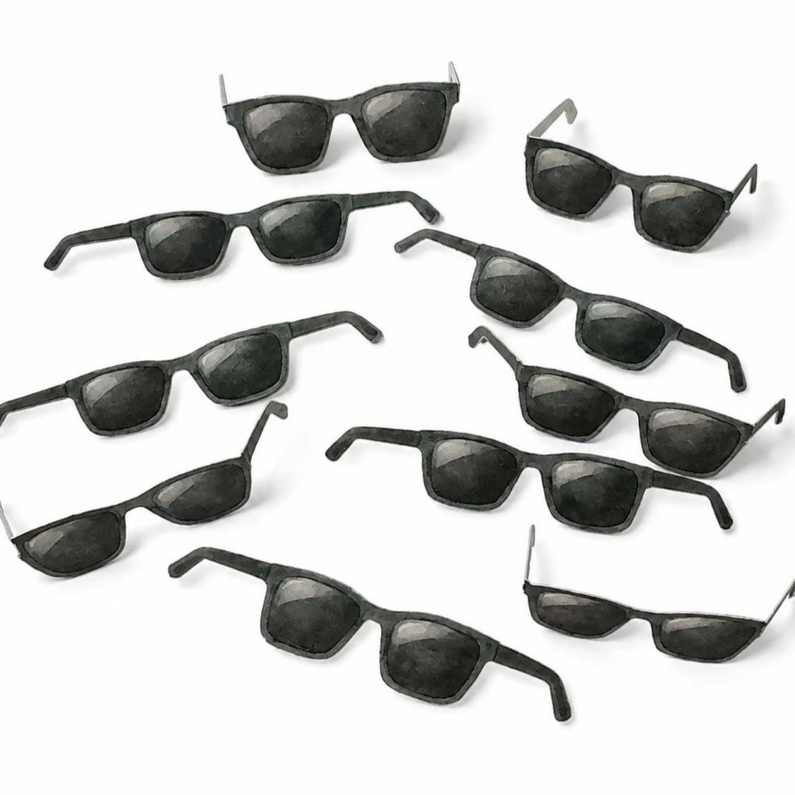 3D Folded Sunglasses Edible Cupcake Toppers – Wafer Paper Glasses Decorations