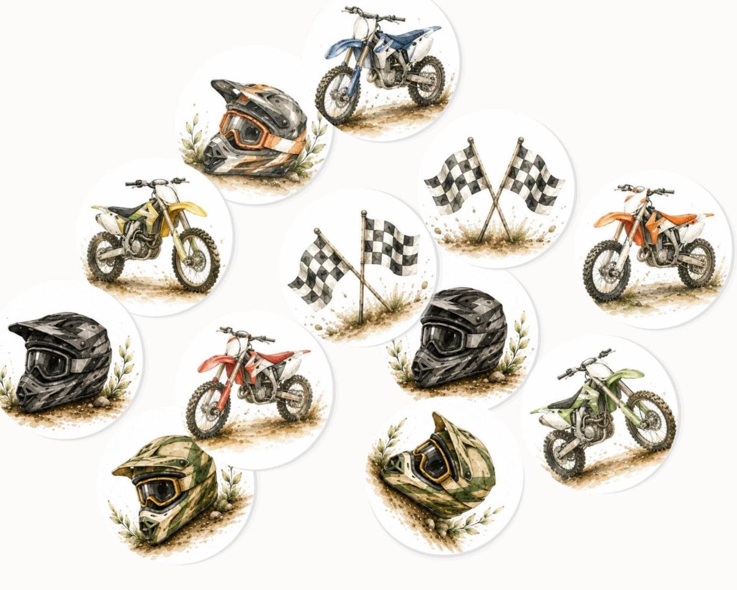 Dirt Bike Edible Cupcake Toppers, Motocross Cupcake Toppers, Dirt Bike Birthday Decorations, Edible Wafer Paper Toppers