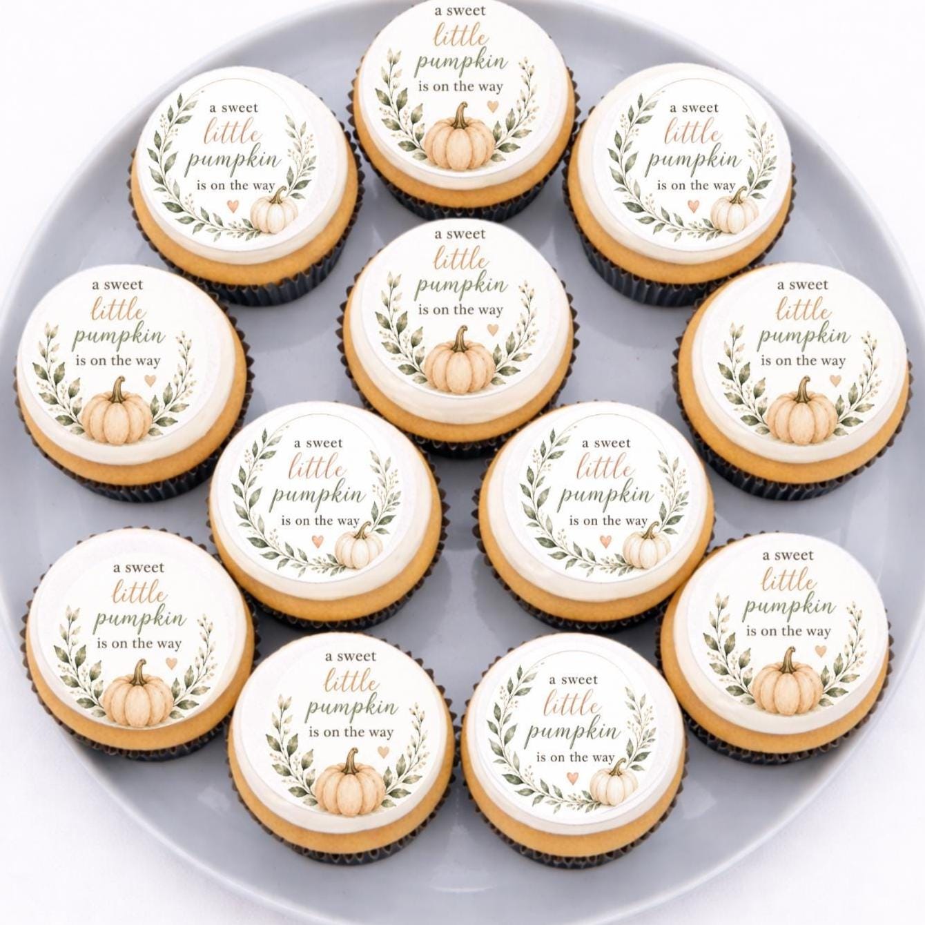 A Sweet Little Pumpkin Is on the Way Edible Cupcake Toppers