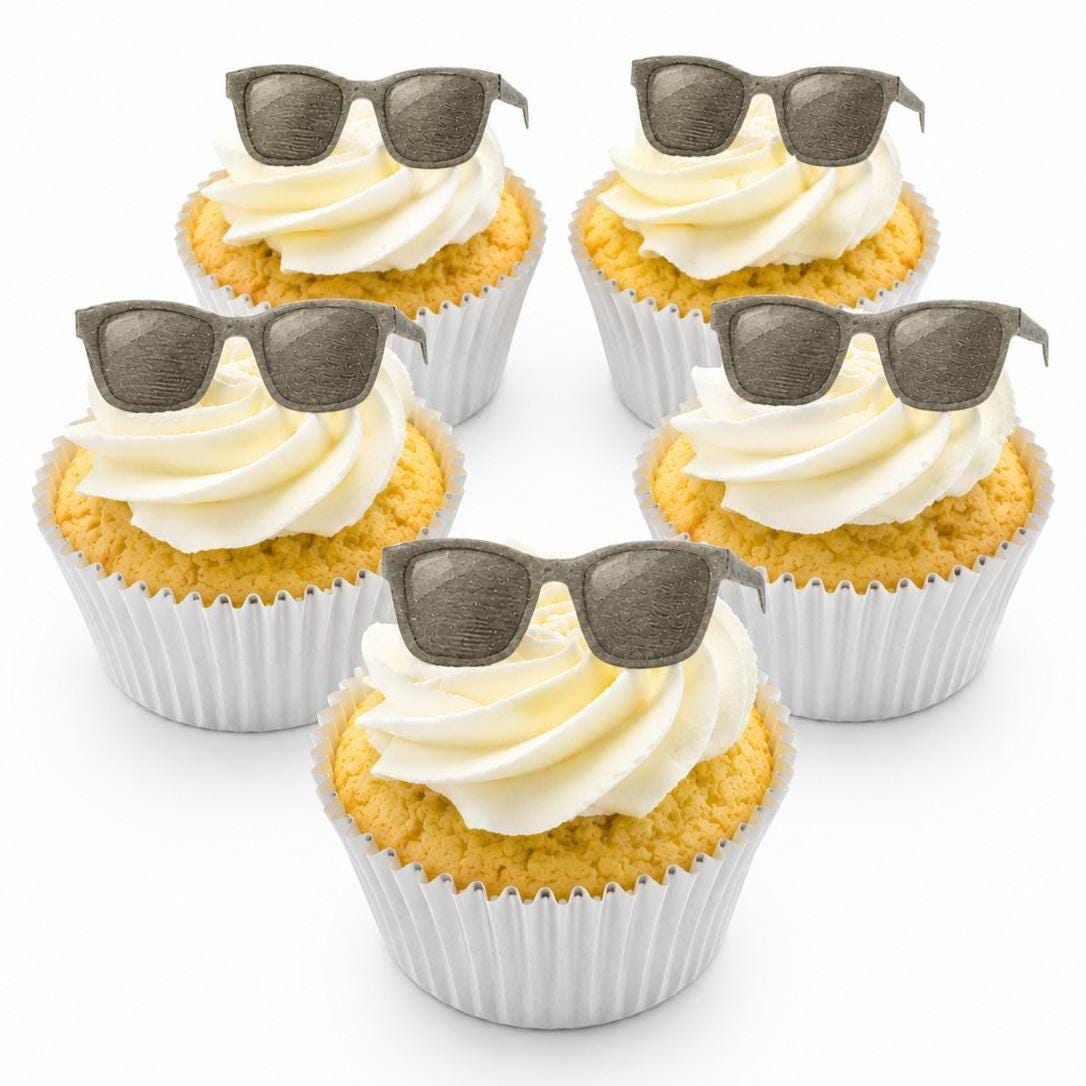 3D Folded Sunglasses Edible Cupcake Toppers – Wafer Paper Glasses Decorations